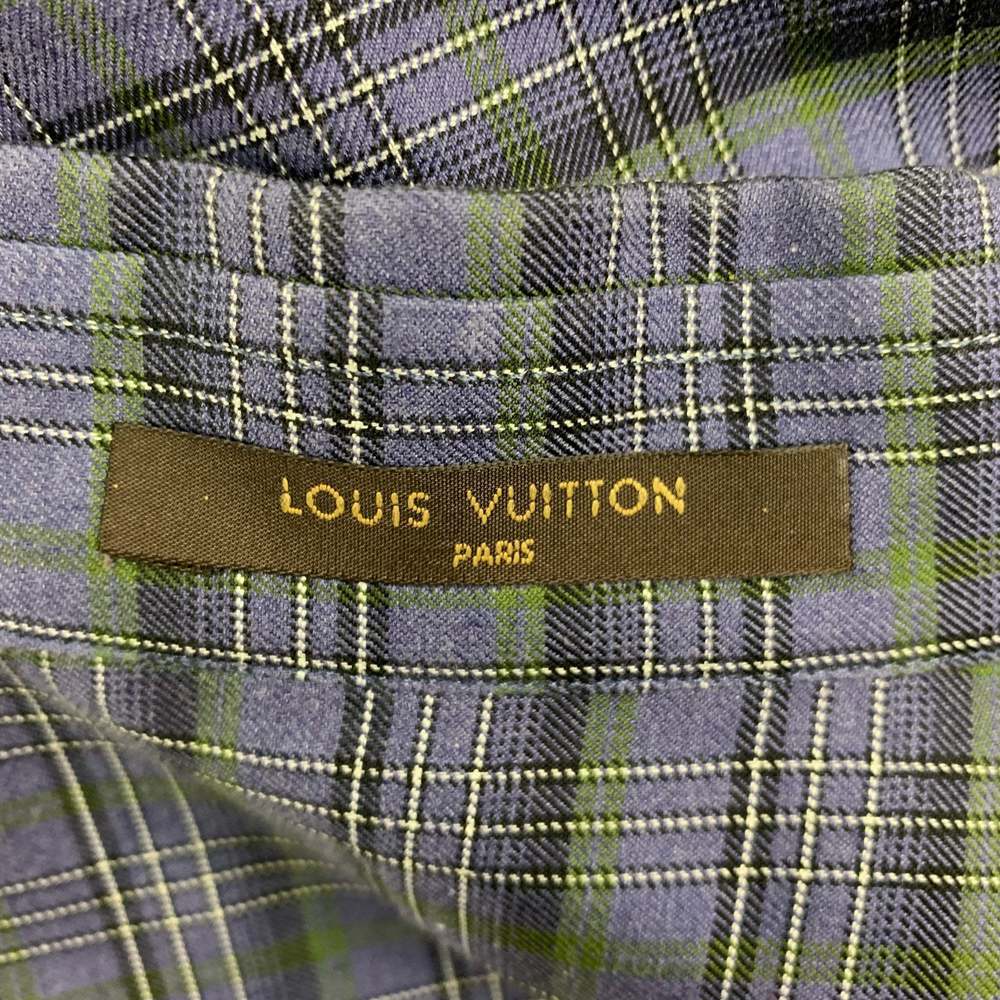 LOUIS VUITTON Purple Black Green Plaid Cotton Long Sleeve Shirt - Picture 8 of 8